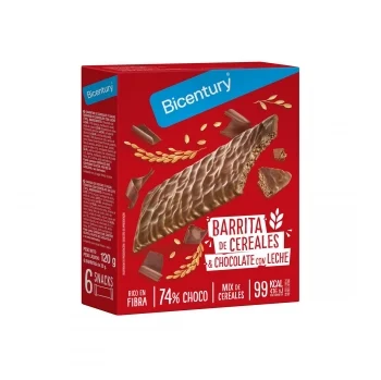 Barritas de Chocolate con Leche y Cereales Bicentury 120 G.