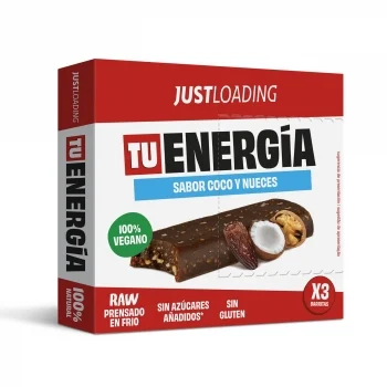 Barrita Energética de Dátil, Coco y Nueces Just Loading sin Gluten Pack 3 Unidades de 40 G.
