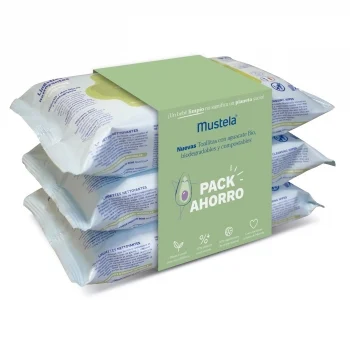 Toallitas Limpiadoras con Aguacate Bio Mustela Pack de 3 Unidades de 60 Ud.