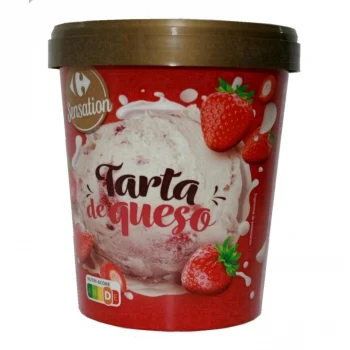 Helado de Tarta de Queso con Fresa Carrefour Sensation 300 G.