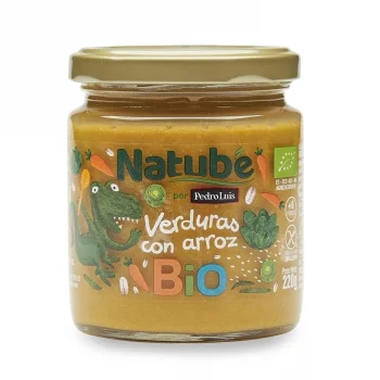 Tarrito de Verduras con Arroz desde 6 Meses Ecológico Natube sin Gluten 220 G.
