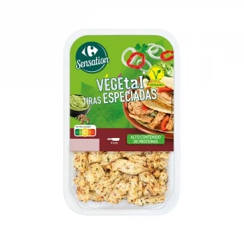 Tiras Especiadas Vegetal Carrefour Sensation 170 G.