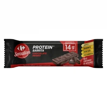 Barrita de Chocolate Negro Alta en Proteínas Carrefour Sensation 40 G.