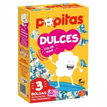 Palomitas Dulces para Microondas Popitas sin Gluten Pack de 3 Unidades de 100 G.