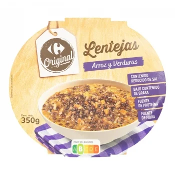 Lentaja con Arroz y Verduras Original Carrefour 350 G.