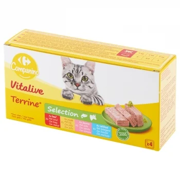 Comida Húmeda Tarrina Selección Mixta para Gato Vitalive Carrefour Companino 4x100 G.