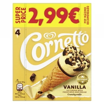 Helado de Vainilla Cornetto 4 Uds.