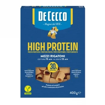 Pasta Mezzi Rigatoni Alta en Proteínas de Cecco 400 G.