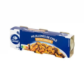 Mejillones de Chile en Escabeche Classic Carrefour Pack de 3 Latas de 43 G.