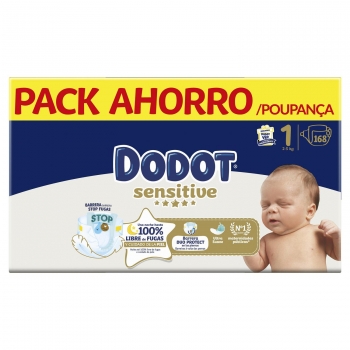 Pañales Dodot Sensitive T1 (2-5 Kg) 168 Ud.