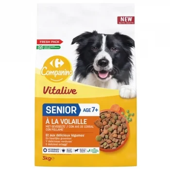 Pienso de Ave con Verduras para Perro Senior Vitalive Carrefour Companino 3 Kg