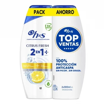 Champú y Acondicionador Anticaspa Citrus Fresh 2en1 Plus H&s Pack 2 Unidades 300 Ml.