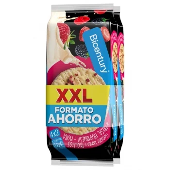 Tortitas de Maíz Bañadas en Chocolate Blanco con Topping de Frutos Rojos XXL Bicentury 264 G.