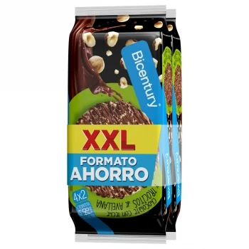 Tortitas de Maíz Bañadas en Chocolate con Leche y Topping de Avellana XXL Bicentury 284 G.