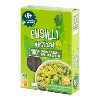 Pasta Fusilli Vegetal de Guisante Sensation Carrefour sin Gluten 250 G.