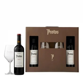 Estuche de 2 Botellas de Vino Tinto Crianza Protos D.o. Ribera del Duero 75 Cl + 2 Copas