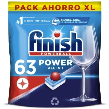 Lavavajillas a Máquina en Pastillas Power All In 1 Finish Powerball 63 Ud.