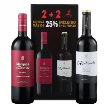 Caja 2 Botellas de Vino Tinto Marqués de Cáceres 75 Cl+2 Botellas de Vino Tinto Crianza Azpilicueta D.o. Ca Rioja 75 Cl.