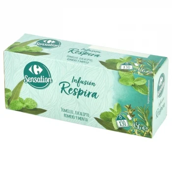Infusión con Tomillo, Eucalipto, Romero y Menta en Bolsitas Respira Carrefour Sensation 30 Ud.