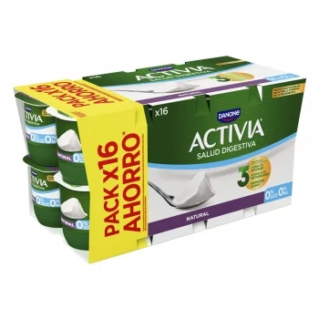 Bífidus Desnatado Natural Danone Activia Pack de 16 Unidades de 120 G.