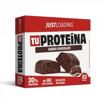 Barrita de Proteínas Sabor Chocolate Intenso Just Loading Pack de 3 Unidades de 30 G.