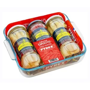Carretilla Dos Tarros de Espárragos + Uno de Pimientos Piquillo + Bandeja Pyrex 410 G.