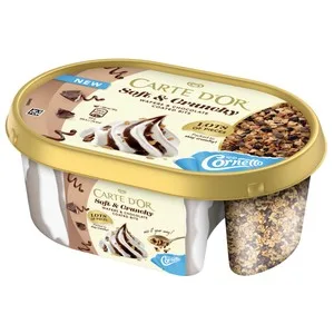 Carte D'or Cornetto Tarrina de Helado de Vainilla con Salsa de Chocolate y Trocitos de Barquillo 750 Ml.