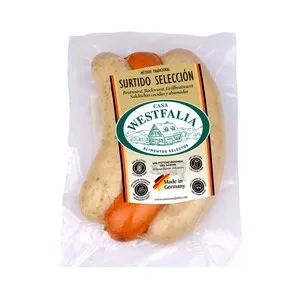 Casa Westfalia Selección Surtido de Salchichas Alemanas Bratwurst (1), Bockwurst (1) y Bratwurst Estilo Thüringer (1). 270 G