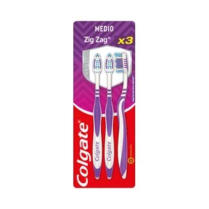 Colgate Zig Zag Cepillo de Dientes Suave, con Filamentos Cruzados y Cuello Flexible 3 Uds.
