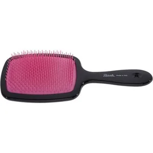 Cepillo de Pelo Cuadrado Negro con Rosa Janeke