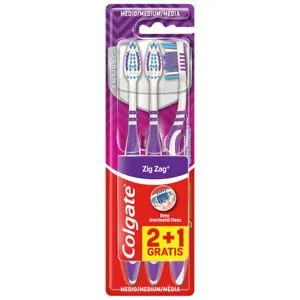 Cepillo Zig Zag Medio Antibacterias 3 u