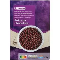 Cereales Bolas de Maíz de Chocolate Eroski, Caja 500 G