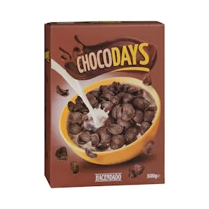 Cereales Copos de Trigo Chocodays Hacendado con Chocolate 0.5 KG