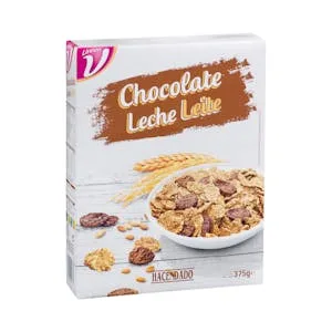 Cereales Copos de Trigo Integral y Arroz Hacendado Bañados en Chocolate con Leche 0.375 KG