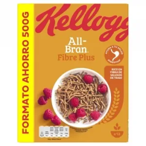 Cereales de Salvado de Trigo Ricos en Fibra con Vitaminas y Minerales All Bran Fibre Plus Kellogg's 500 G.