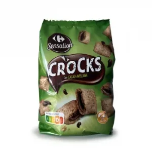 Cereales Rellenos de Crema de Avellana Crocks Sensation Carrefour sin Gluten 500 G.