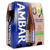 Cervez sin Alcohol Tostada 0,0,0 Ambar Paq. de 6 U. de 25 Cl