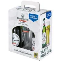 Cerveza Clausthaler, Pack 4x33 Cl + Vaso