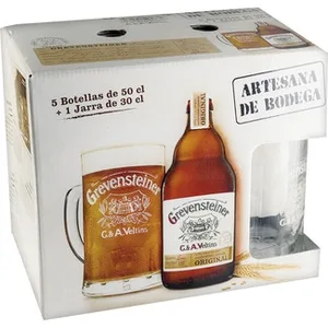 Cerveza Rubia Alemana Pack 5 + Jarra Grevensteiner
