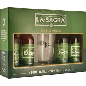Cerveza Rubia Artesana Doble Malta Pack 4 + Vaso la Sagra