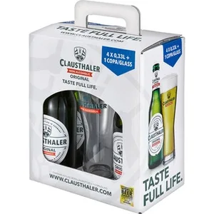 Cerveza Rubia sin Alcohol Pack 4 + Copa Clausthaler