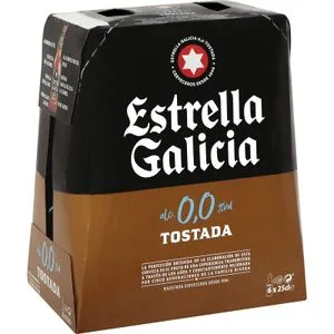 Cerveza 0,0 Tostada Estrella Galicia, Pack Botellín 6x25 Cl