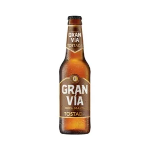 Gran VÍA Cerveza Tostada 100% Malta Botella 33 Cl. 330 ML