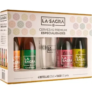 Cervezas Especiales 4 Variedades (flanders, India, Castiza y Criolla) Estuche 4 + Vaso la Sagra