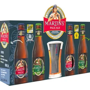 Cervezas Rubias Estuche 2 Variedades (2 Pale Ale y 2 Ipa) Pack 4 + Vaso Martin's