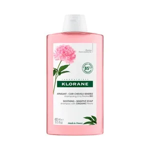 Klorane Champú Calmante a la Peonia Bio, para Cuero Cabelludo Sensible e Irritado 400 Ml.