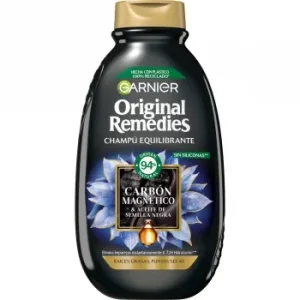 Champú Equilibrante para Pelo Graso en Raíz y Seco en Puntas Carbón Magnético Original Remedies Garnier 400 Ml