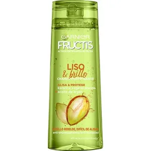 Champú Fortificante Liso & Brillo con Keratina Vegetal y Aceite de Argán para Cabello Difícil de Alisar Anti-encrespamiento Fructis