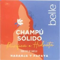 Champú Sólido de Naranja y Papaya Hidratante Belle, Caja 50 G