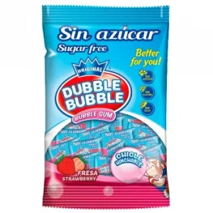 Chicle Sabor Fresa Dubble Bubble sin Gluten y sin Azúcar 85 G.